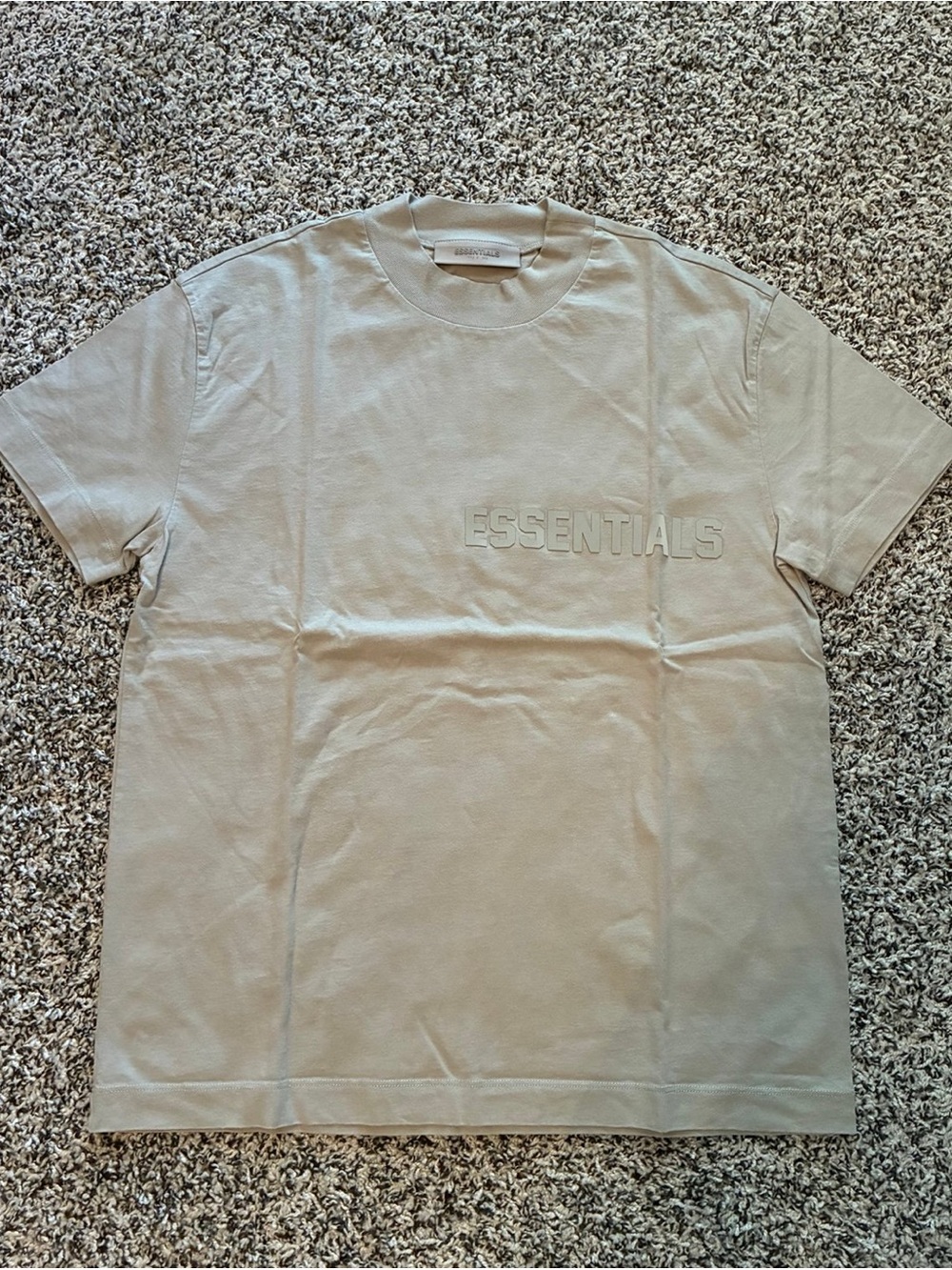 ESSENTIALS Short-Sleeve Logo Tee in Light Beige